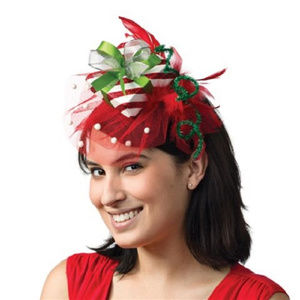 Red White Striped Gift Package Green Headband NEW